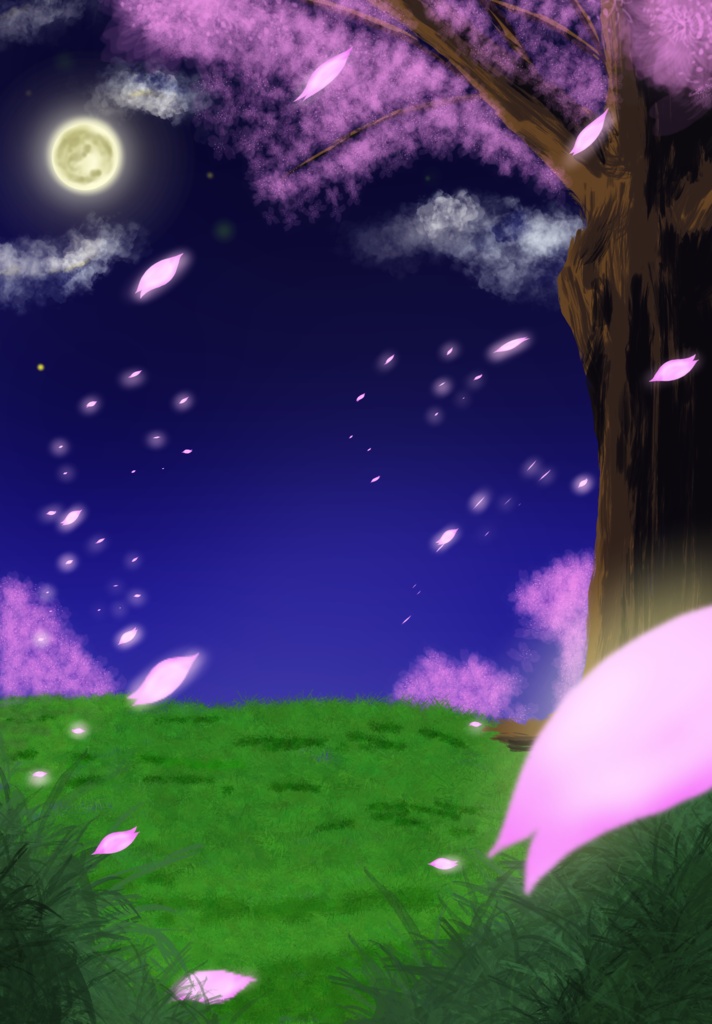 【無料素材】夜桜背景（TRPG・配信・壁紙向け）