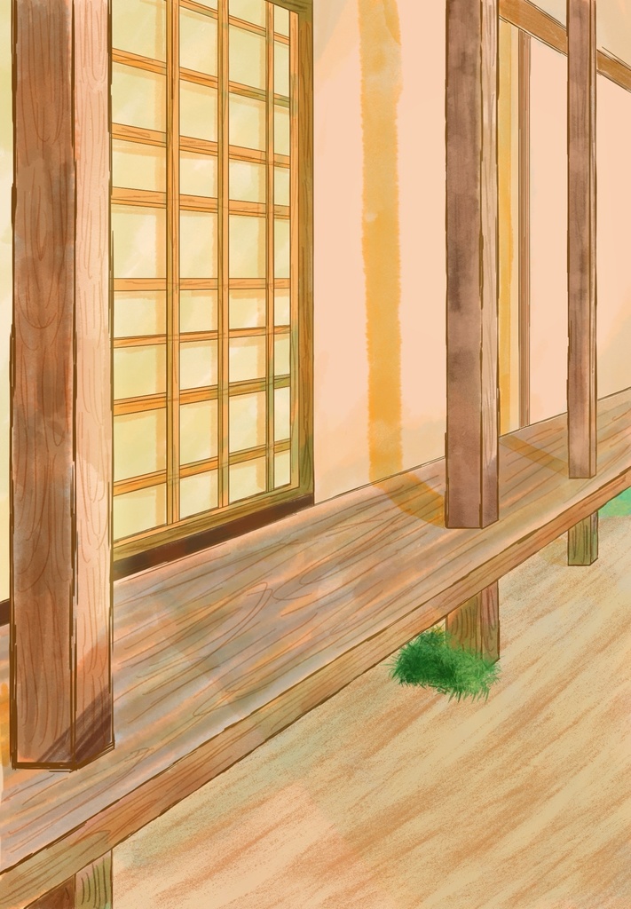 【無料背景素材】和風・縁側｜昼・夕・夜 3種セット