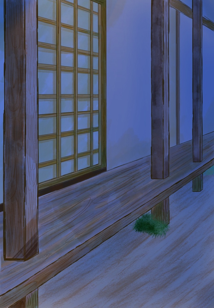 【無料背景素材】和風・縁側|昼・夕・夜 3種セット