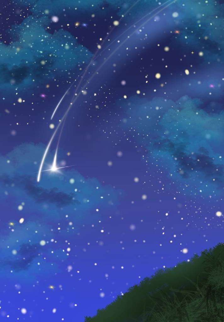 【無料素材】幻想的な星空|流れ星あり・なし 2種セット
