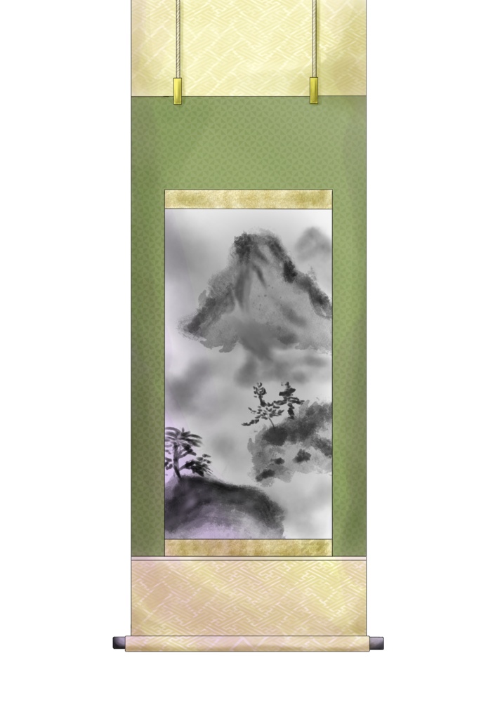 【無料素材】和風の掛け軸イラスト（背景透過PNG）