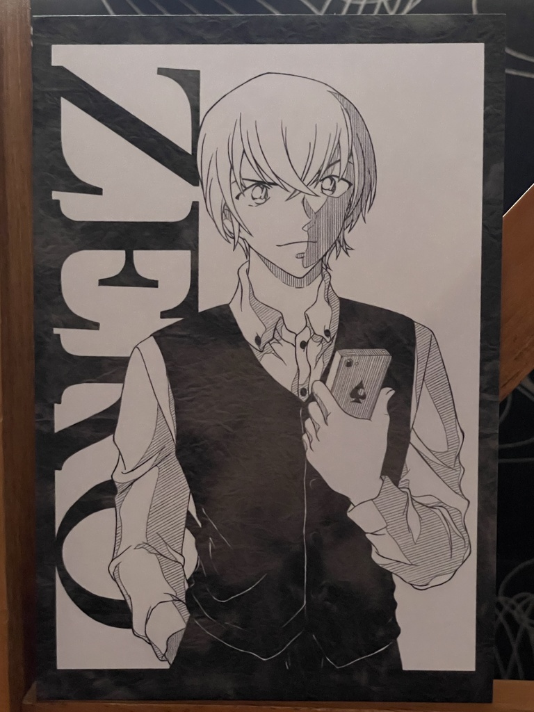 安室透（スマホ）＊名探偵コナンイラスト（ハガキサイズ＆A4サイズ）
