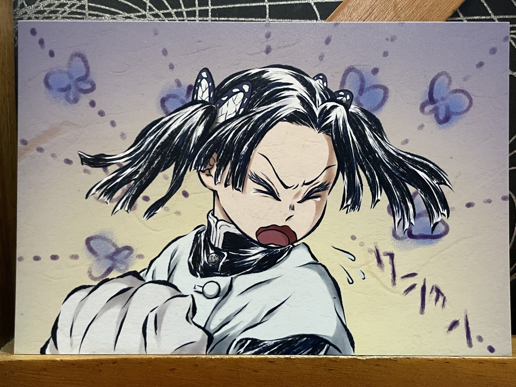 神崎アオイ（くしゃみ）＊鬼滅の刃イラスト（ハガキサイズ＆A4サイズ）