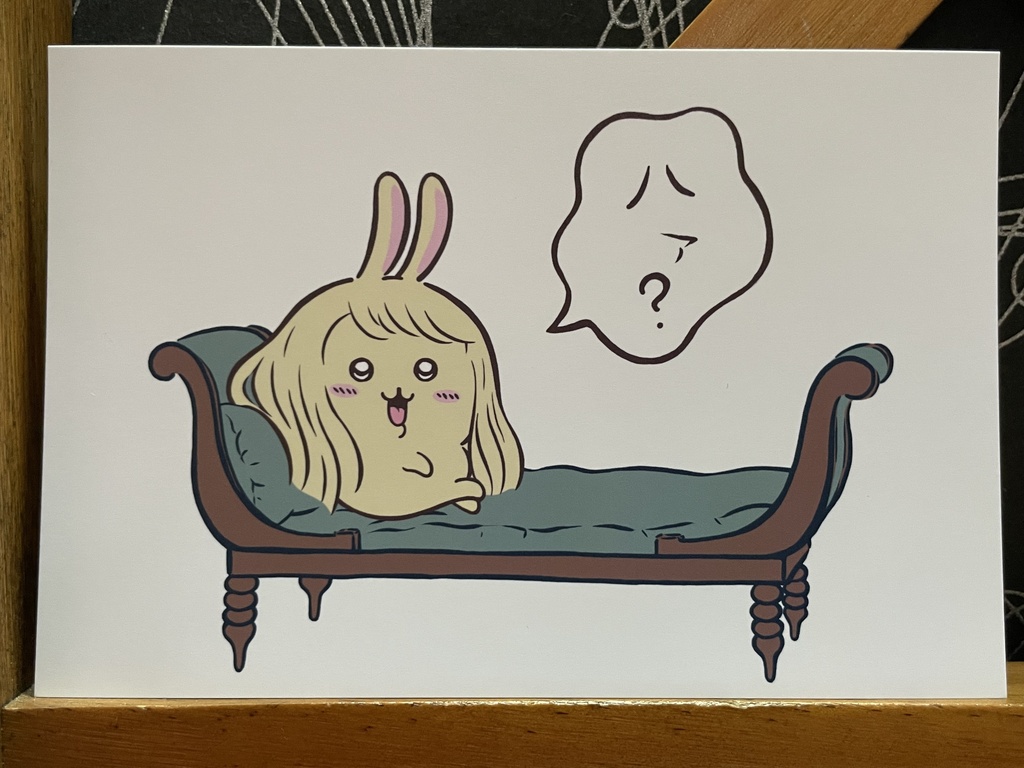 うさぎ（『レカミエ夫人の肖像』をまねて）＊ちいかわイラスト（ハガキサイズ＆A4サイズ）