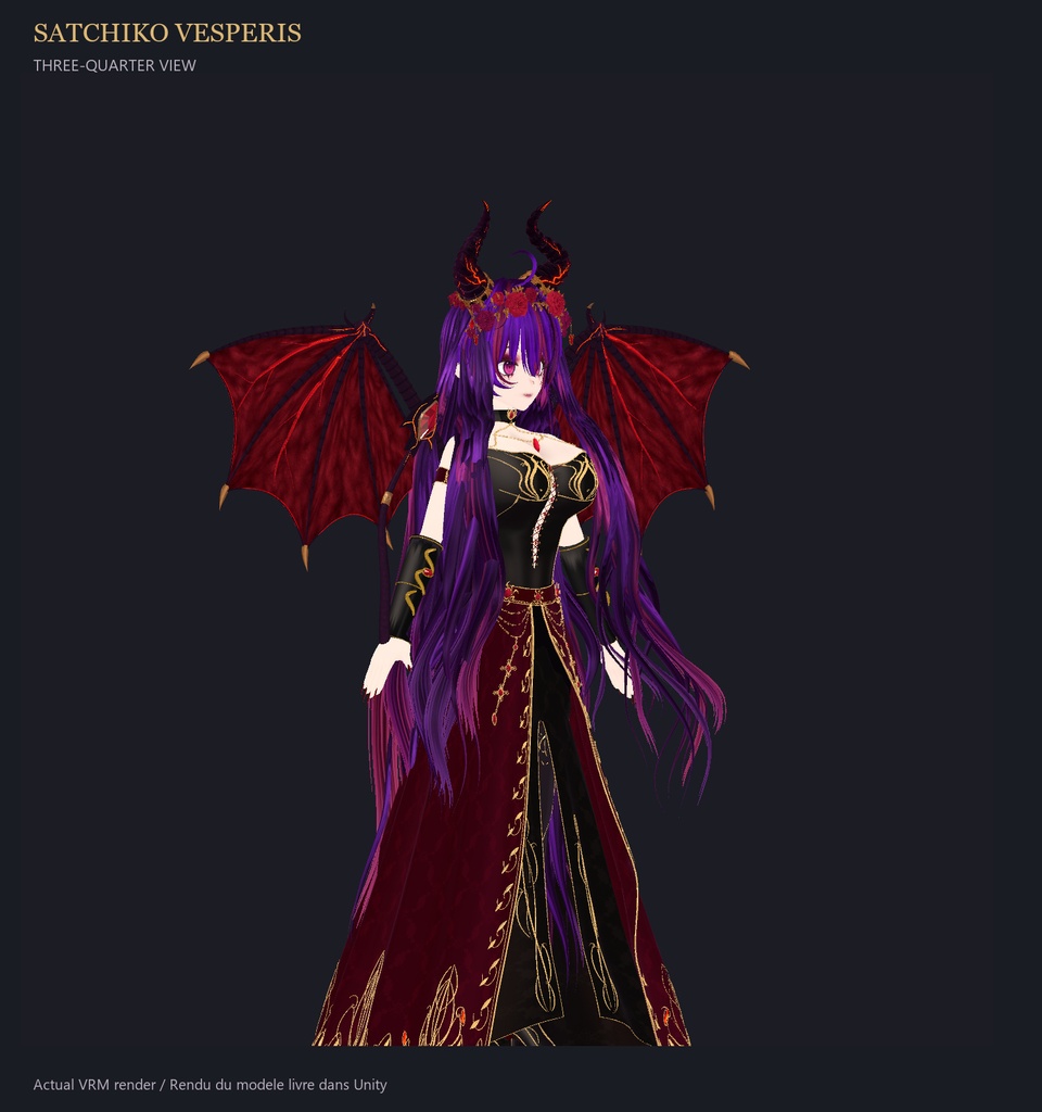 【VRM】Satchiko Vesperis|魔界の女王・Demon Queen 3D Avatar