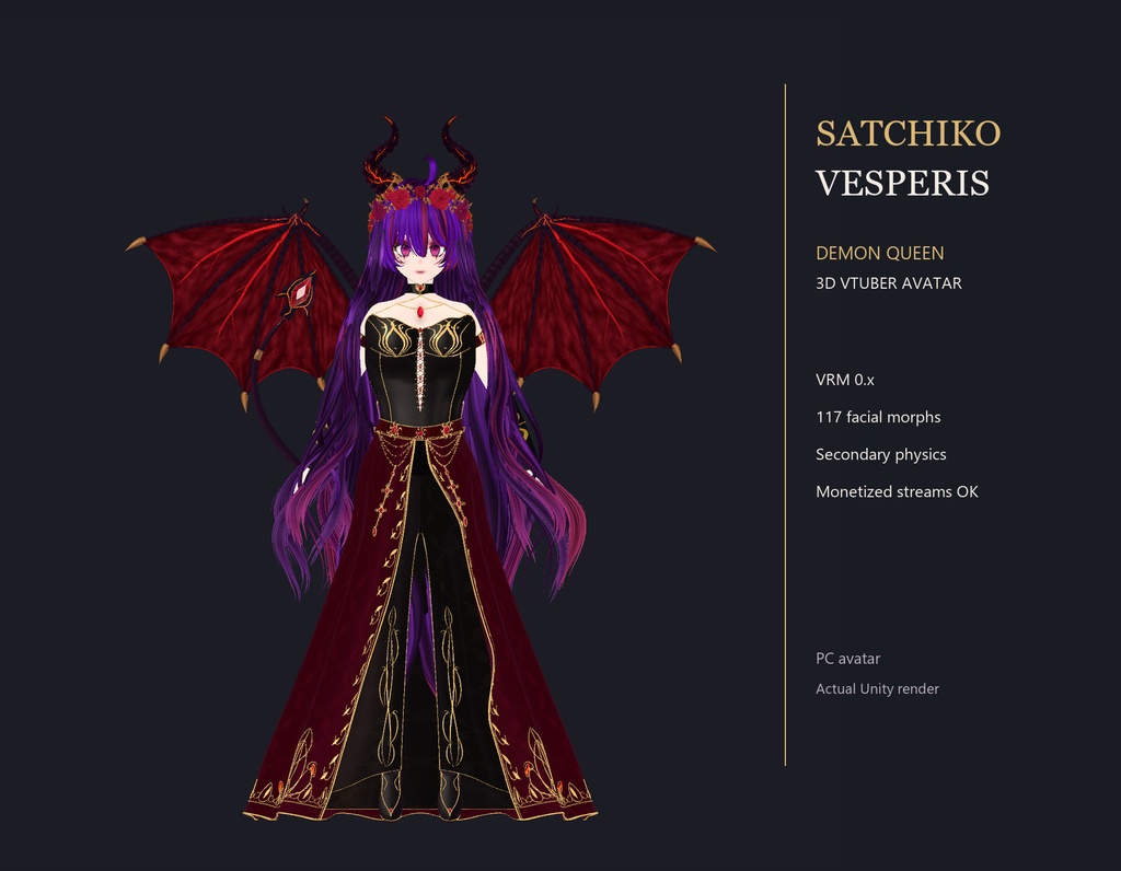 【VRM】Satchiko Vesperis｜魔界の女王・Demon Queen 3D Avatar