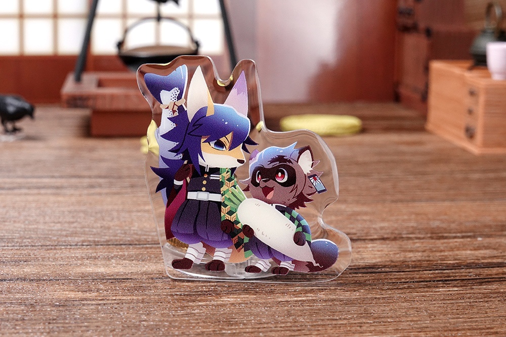 鬼滅の刃 狐と狸 アクリルクリップバッジ