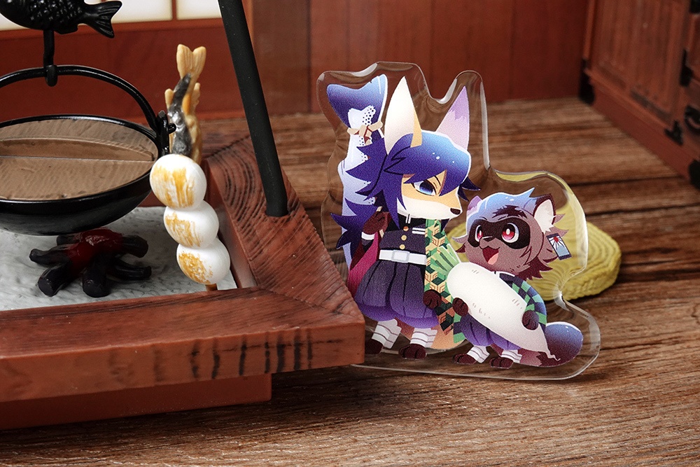 鬼滅の刃 狐と狸 アクリルクリップバッジ