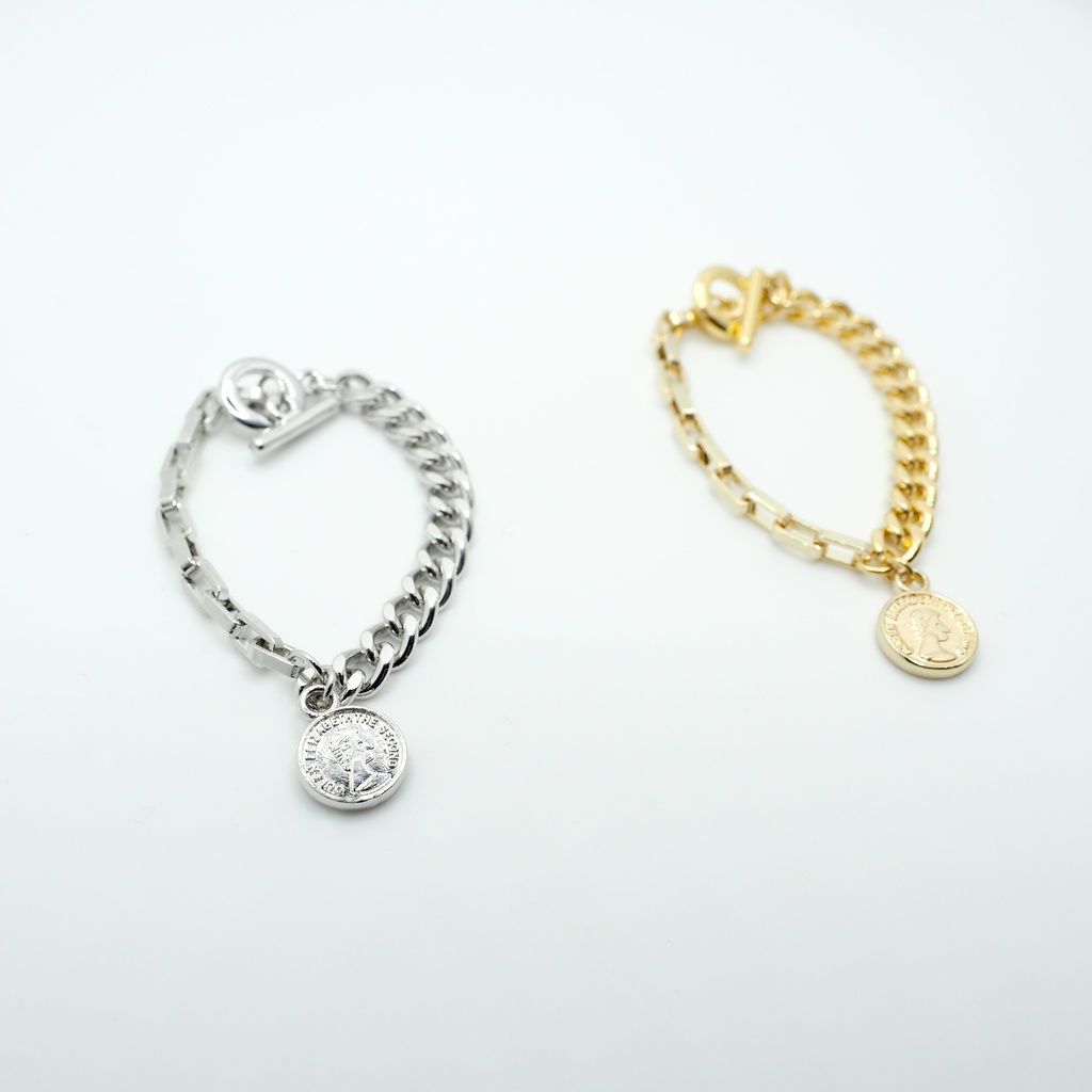 2wayチェーンネックレス(コインチャーム&マンテル)(送料込み)