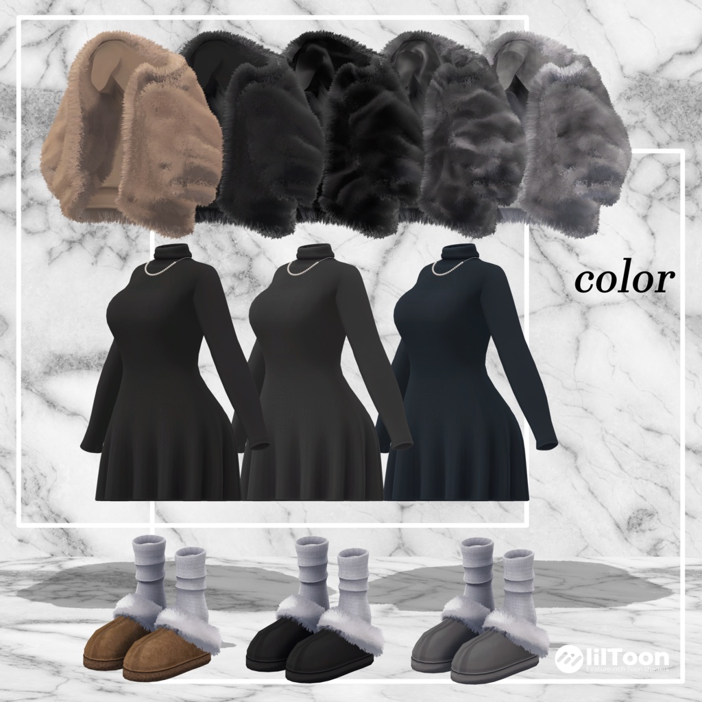 【14アバター対応】Unisex Oversize Fur Outfit【VRChat想定・MA対応】
