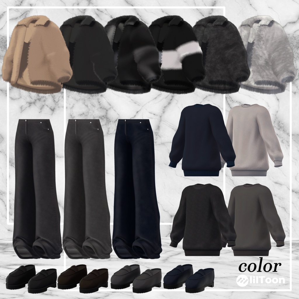 【14アバター対応】Unisex Oversize Fur Outfit【VRChat想定・MA対応】