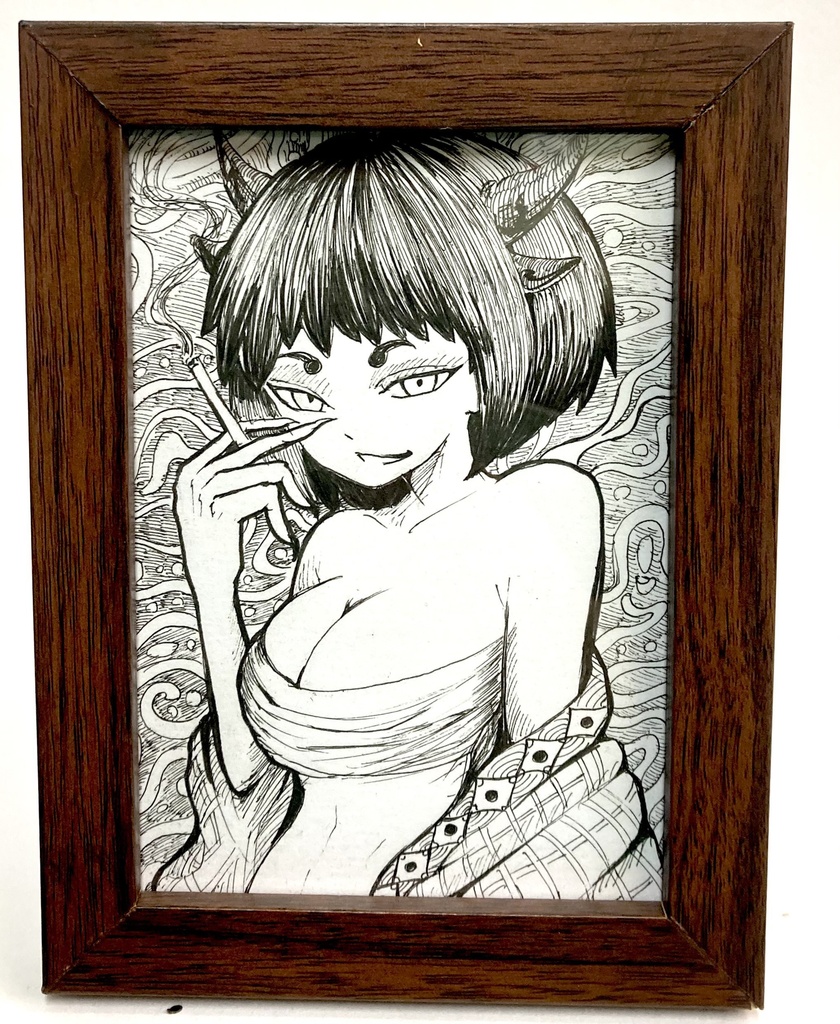 【Ⅼ版サイズ　原画】妖怪娘　鬼姫