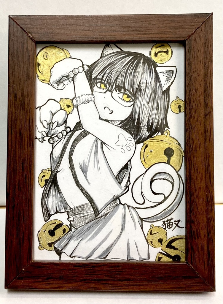 【Ⅼ版サイズ　原画】妖怪娘　猫又