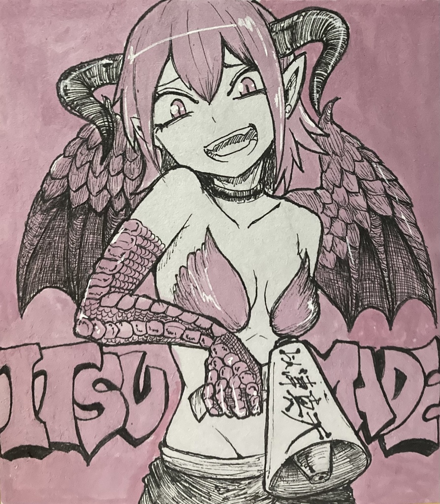 【ミニ色紙】妖怪娘　以津真天