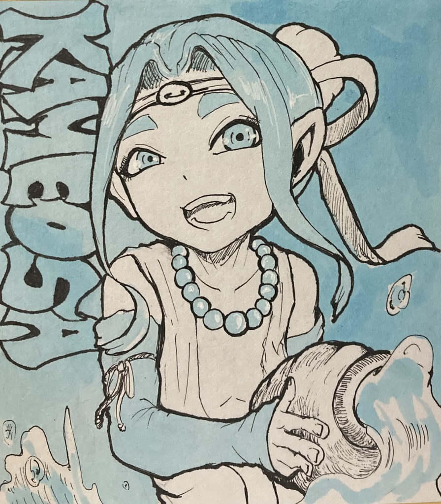 【ミニ色紙】妖怪娘　瓶長