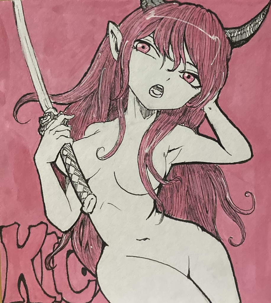 【ミニ色紙】妖怪娘　鬼女