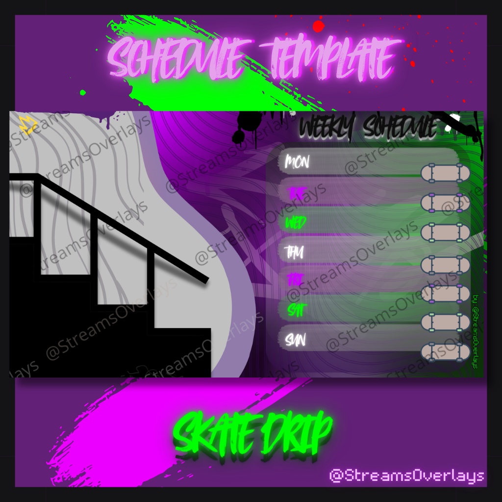 Skate Drip Weekly Stream Vtubing Schedule Template