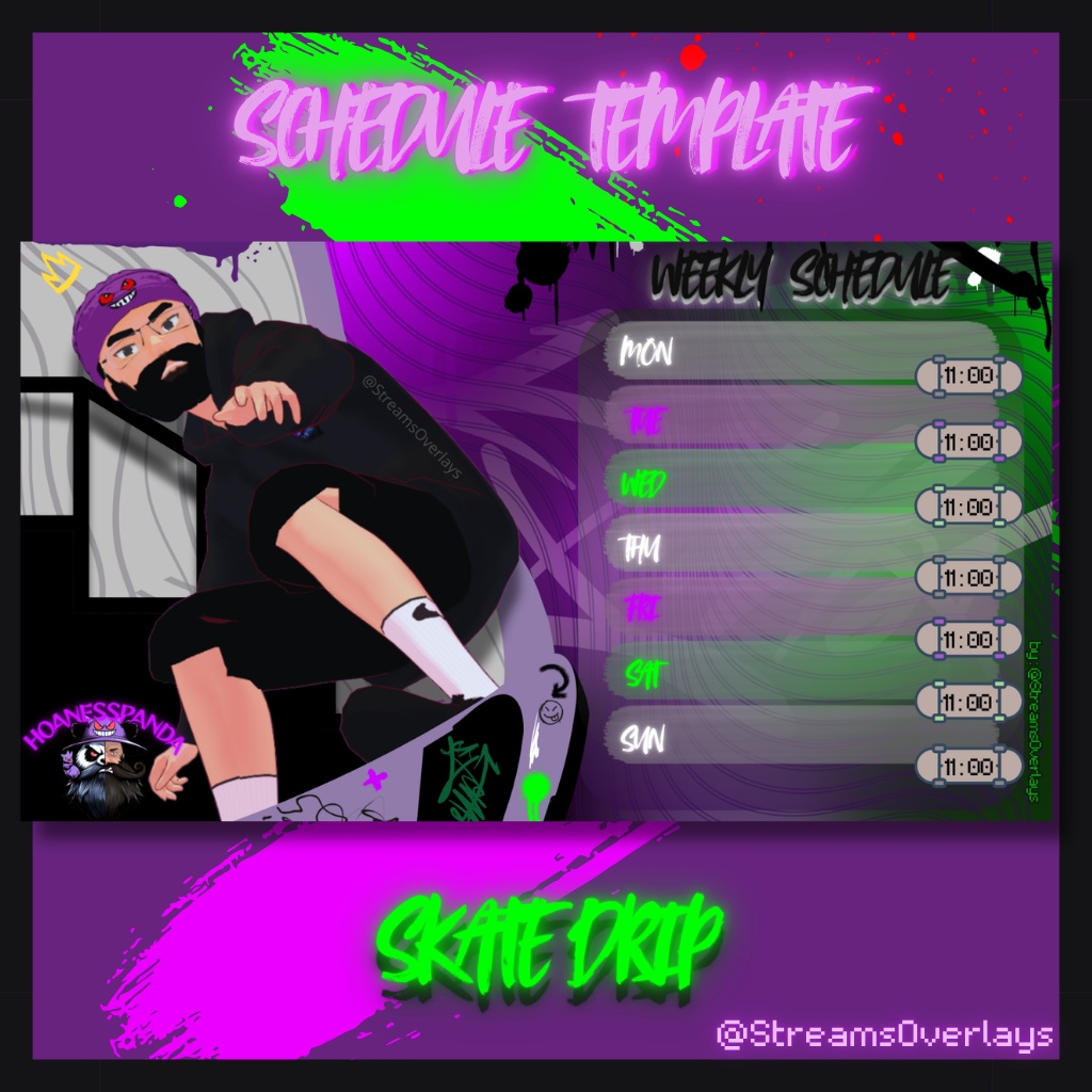 Skate Drip Weekly Stream Vtubing Schedule Template
