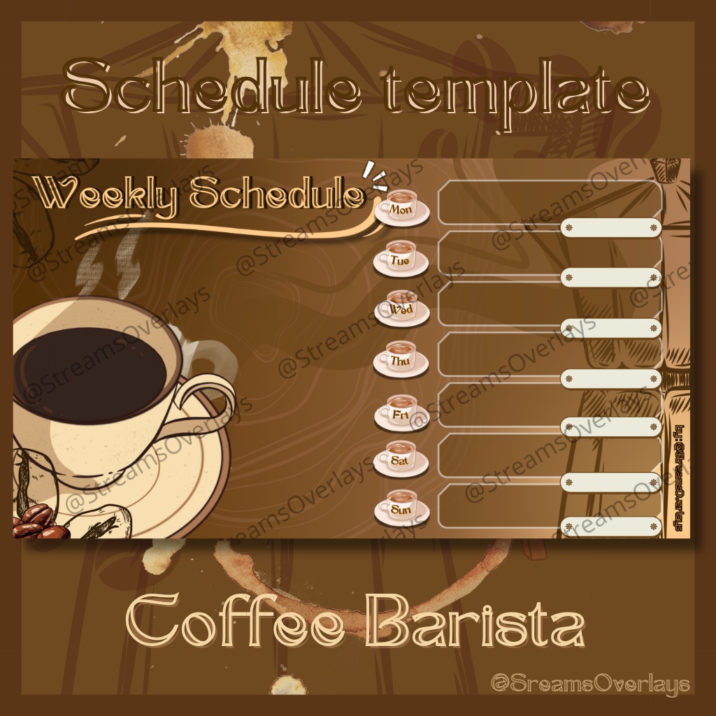 Coffee Barista Weekly Stream Vtubing Schedule Template 1