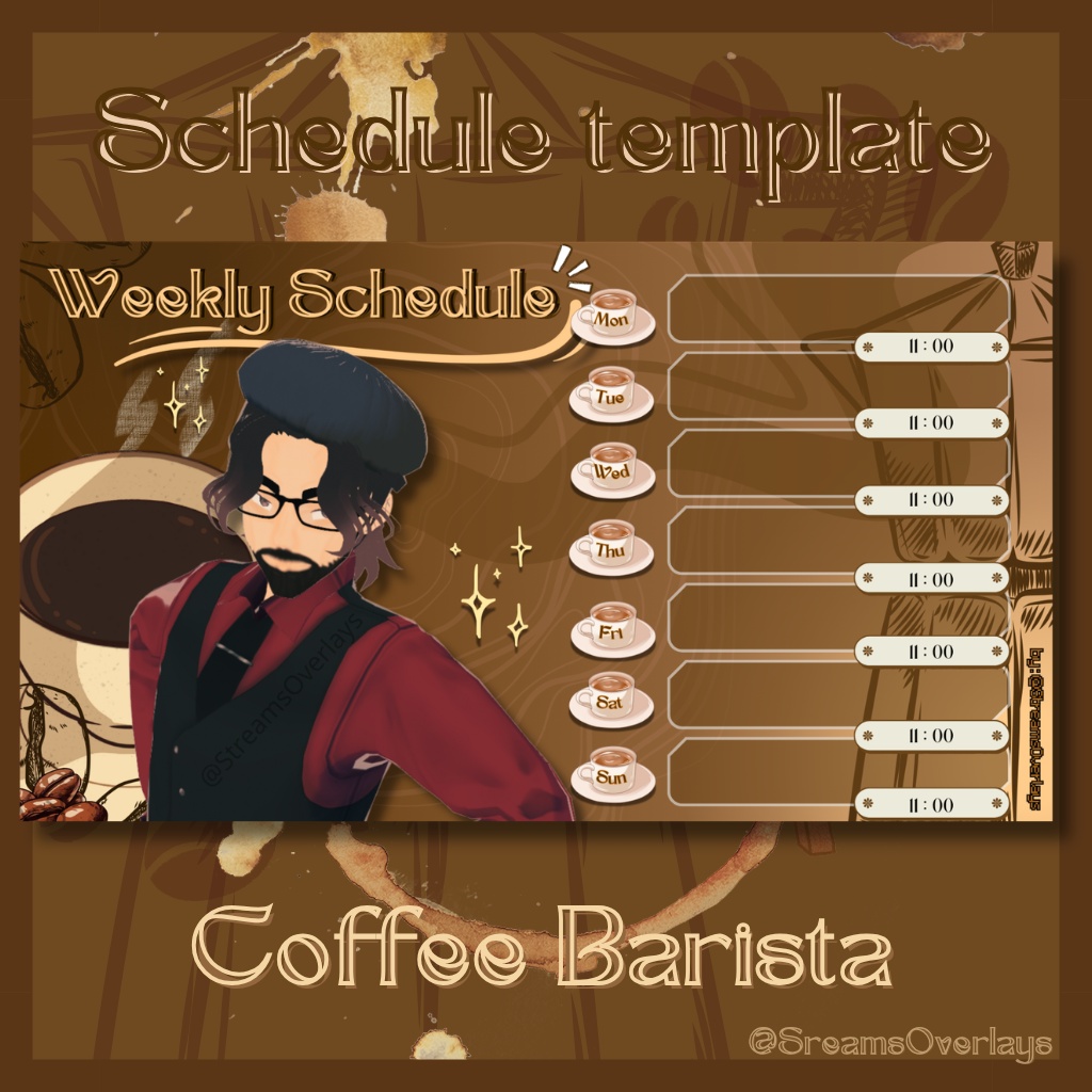 Coffee Barista Weekly Stream Vtubing Schedule Template 1