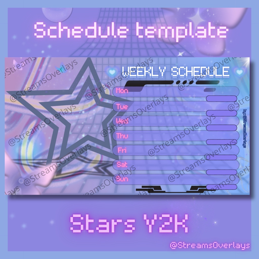 Stars Y2K Weekly Streamer Schedule template