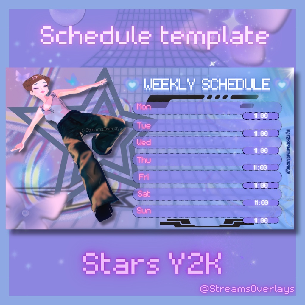 Stars Y2K Weekly Streamer Schedule template