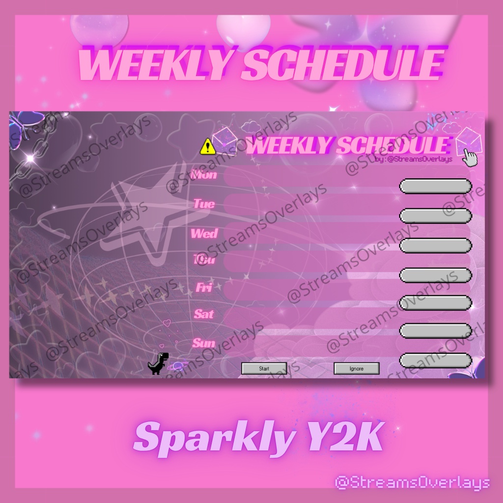 Sparkly Y2K Weekly Stream Vtubing schedule Template 1