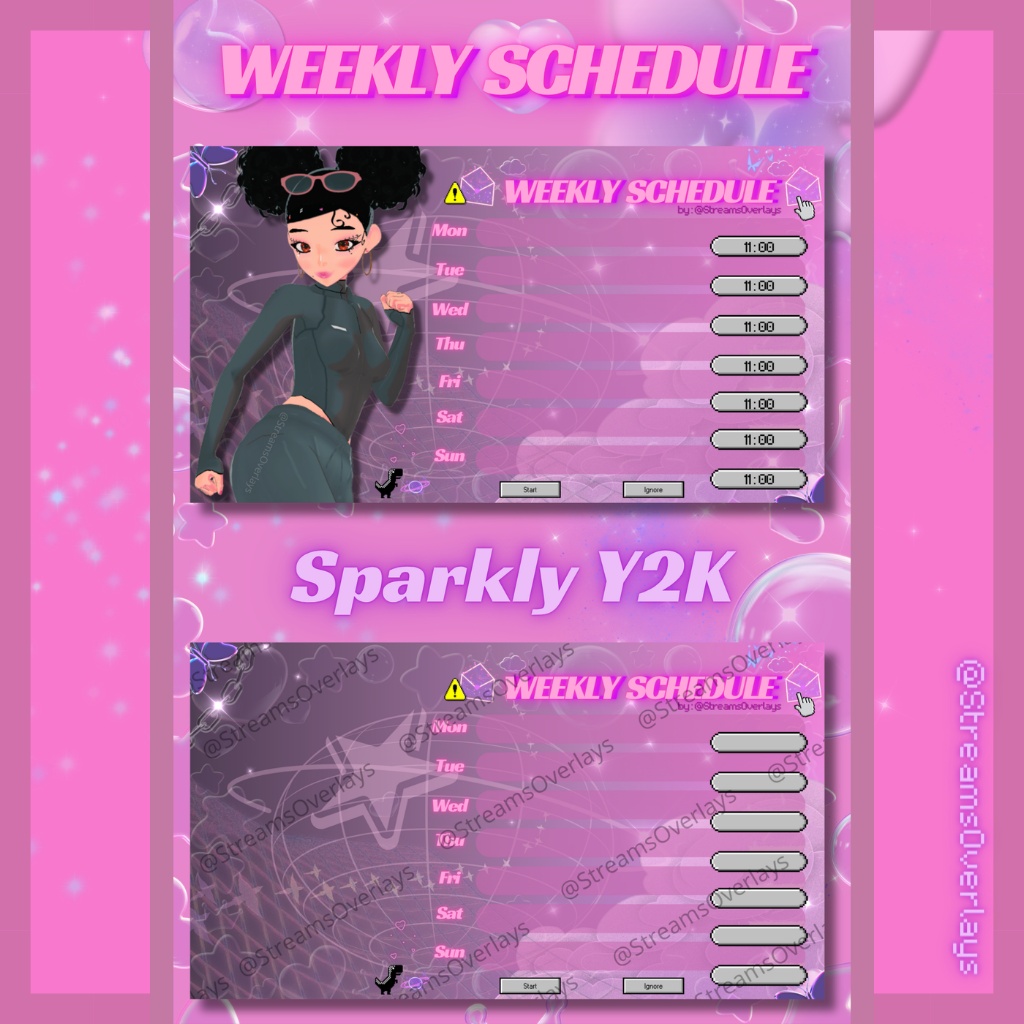 Sparkly Y2K Weekly Stream Vtubing schedule Template 1