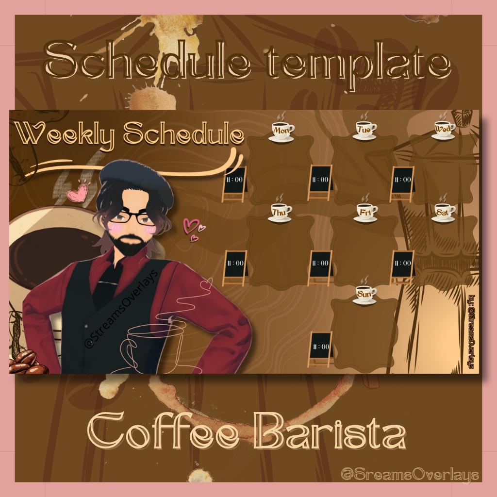 Coffee Barista Weekly Stream Schedule Template 2
