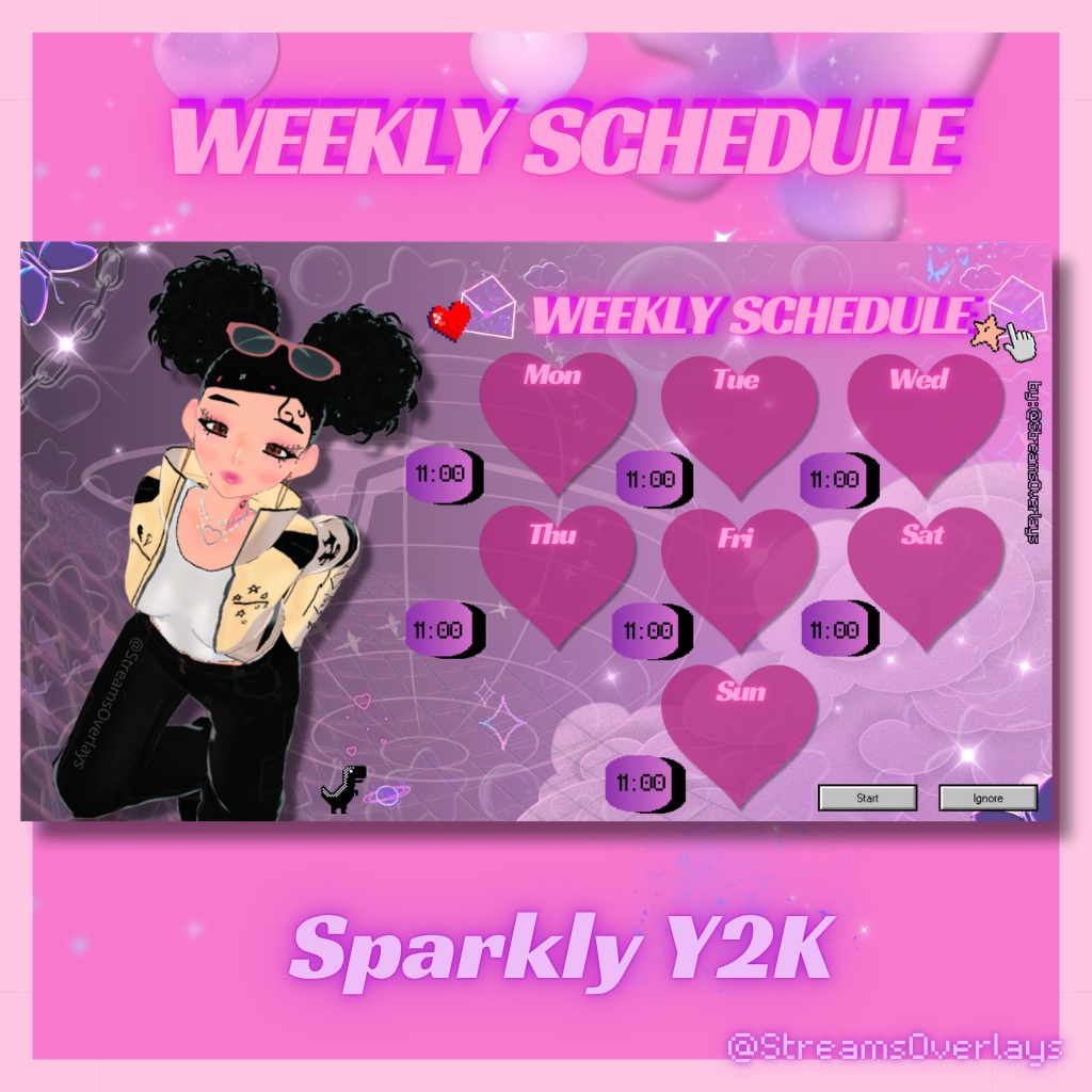 Sparkly Y2K Weekly Stream Schedule Template 2