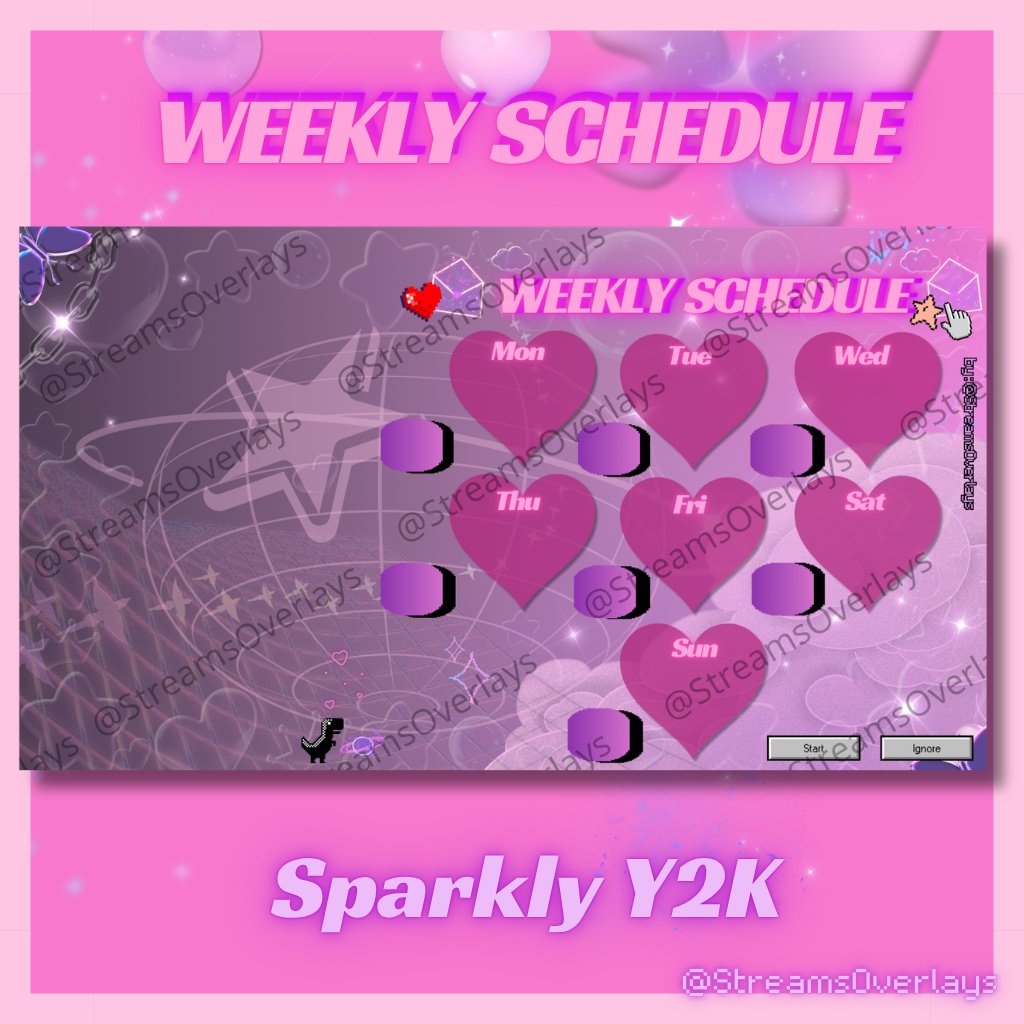 Sparkly Y2K Weekly Stream Schedule Template 2