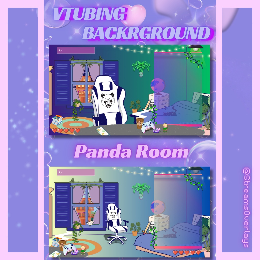 2D Vtubing Streaming Panda room background