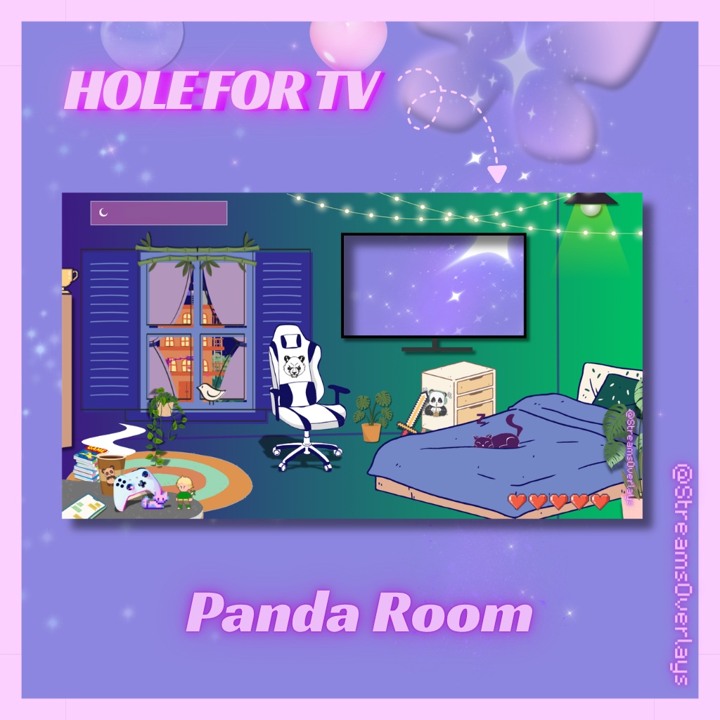 2D Vtubing Streaming Panda room background