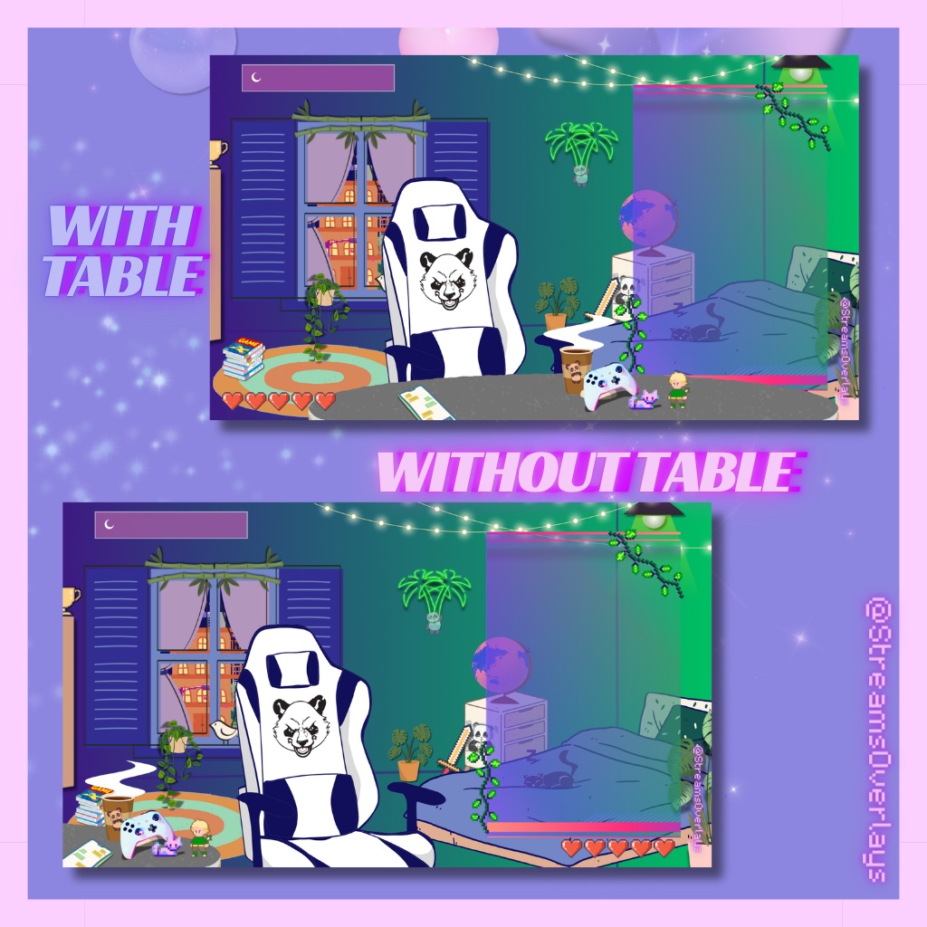 2D Vtubing Streaming Panda room background