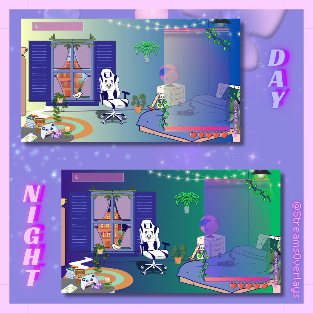 2D Vtubing Streaming Panda room background