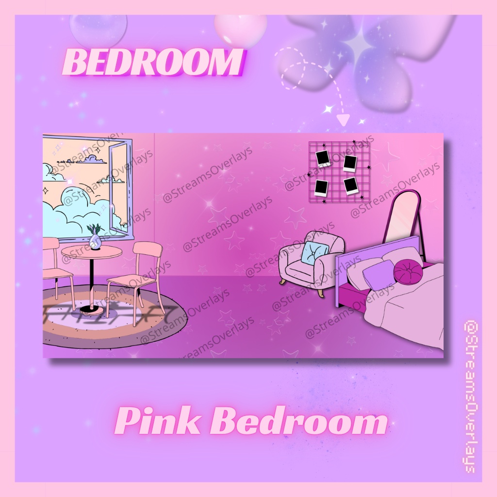 FREE 2D Vtubing Streaming Pink bedroom backgrounds