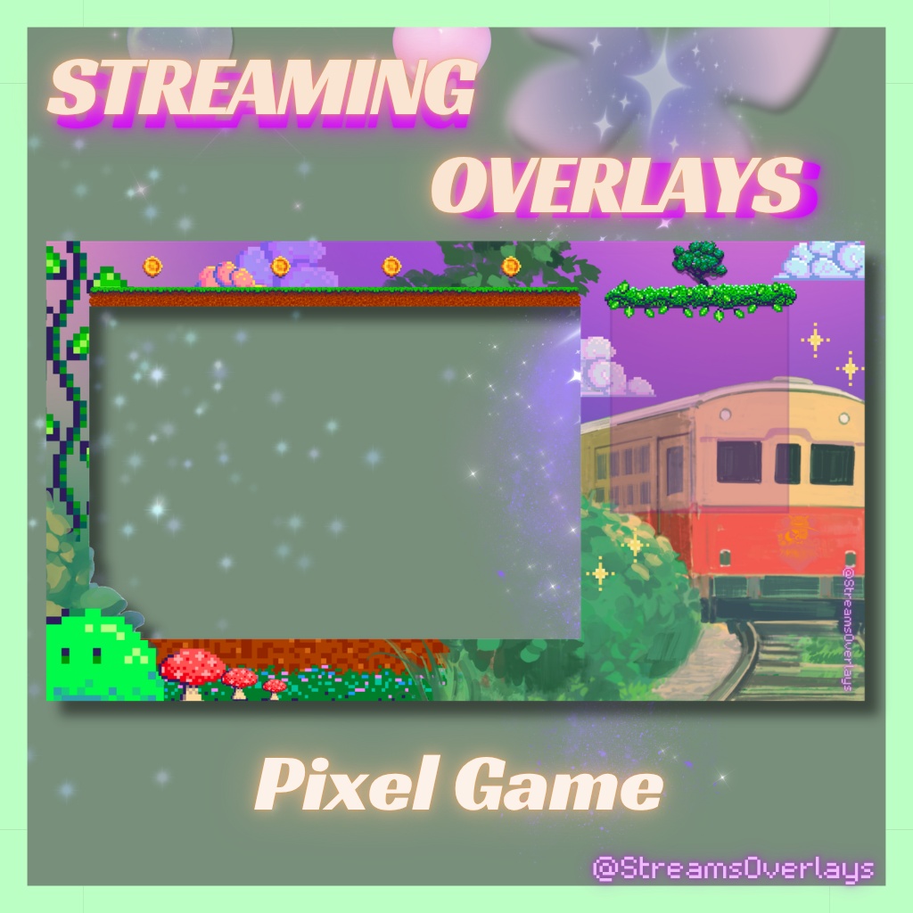 【配信画面】ドット絵 ゲーム配信レイアウト 全2種 / Pixel Game Stream Overlay (2 layouts)【Vtuber/配信素材】