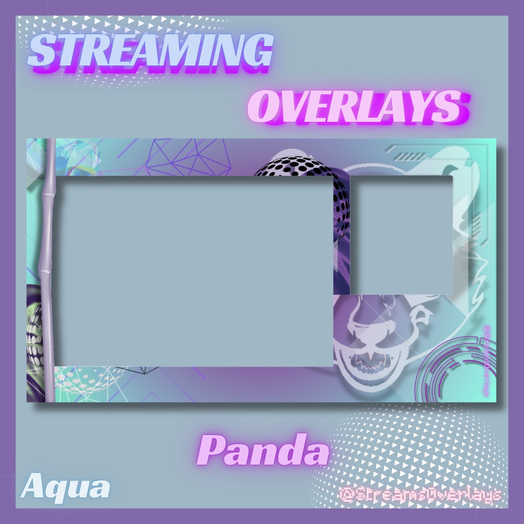 【配信画面】サイバーパンダ 全5色 / Cyber Panda Stream Overlay (5 colors)【Vtuber/配信素材】