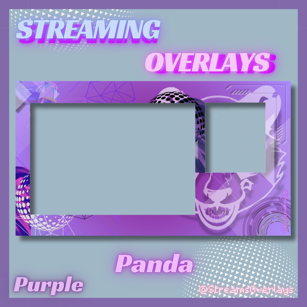 【配信画面】サイバーパンダ 全5色 / Cyber Panda Stream Overlay (5 colors)【Vtuber/配信素材】