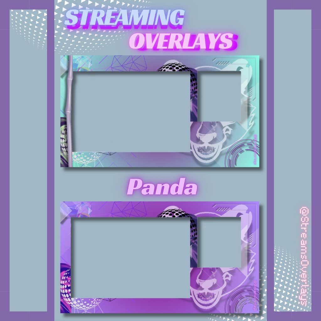 【配信画面】サイバーパンダ 全5色 / Cyber Panda Stream Overlay (5 colors)【Vtuber/配信素材】