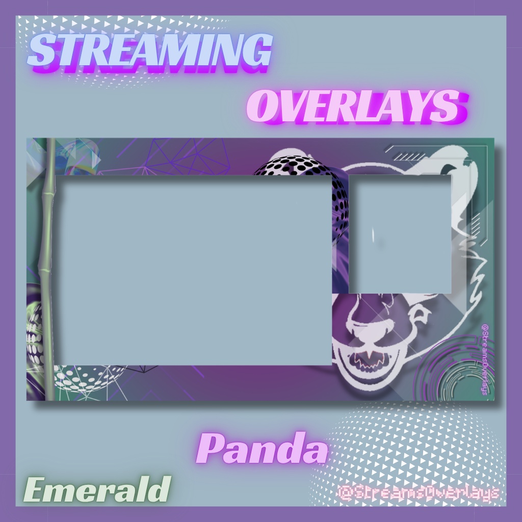 【配信画面】サイバーパンダ 全5色 / Cyber Panda Stream Overlay (5 colors)【Vtuber/配信素材】