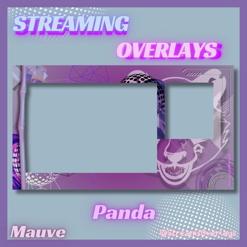 【配信画面】サイバーパンダ 全5色 / Cyber Panda Stream Overlay (5 colors)【Vtuber/配信素材】