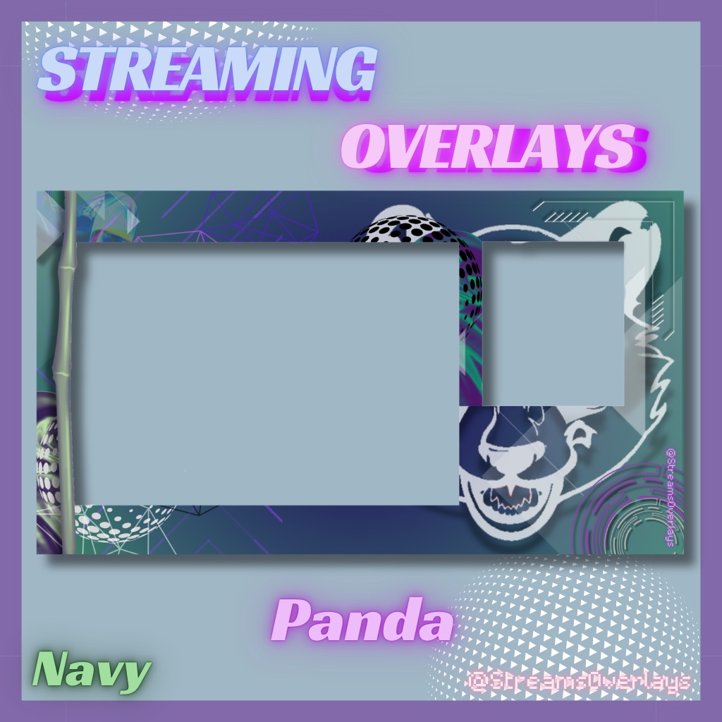 【配信画面】サイバーパンダ 全5色 / Cyber Panda Stream Overlay (5 colors)【Vtuber/配信素材】