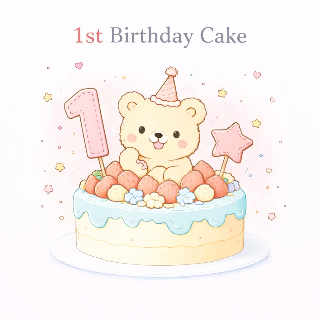 くまさんバースデーケーキ(1歳)
