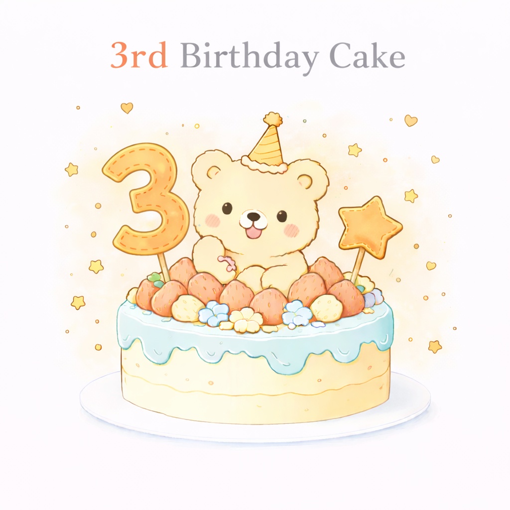 くまさんバースデーケーキ(3歳)