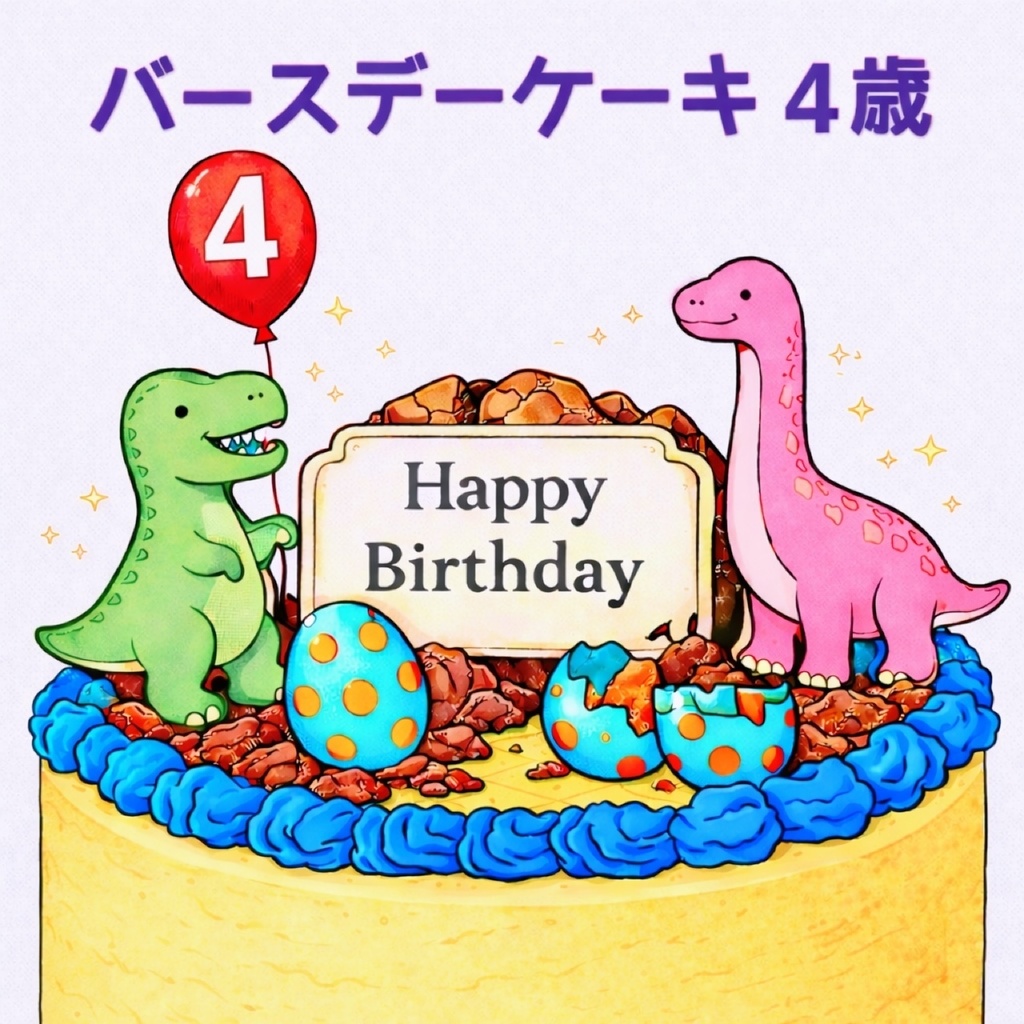 恐竜バースデーケーキ4歳