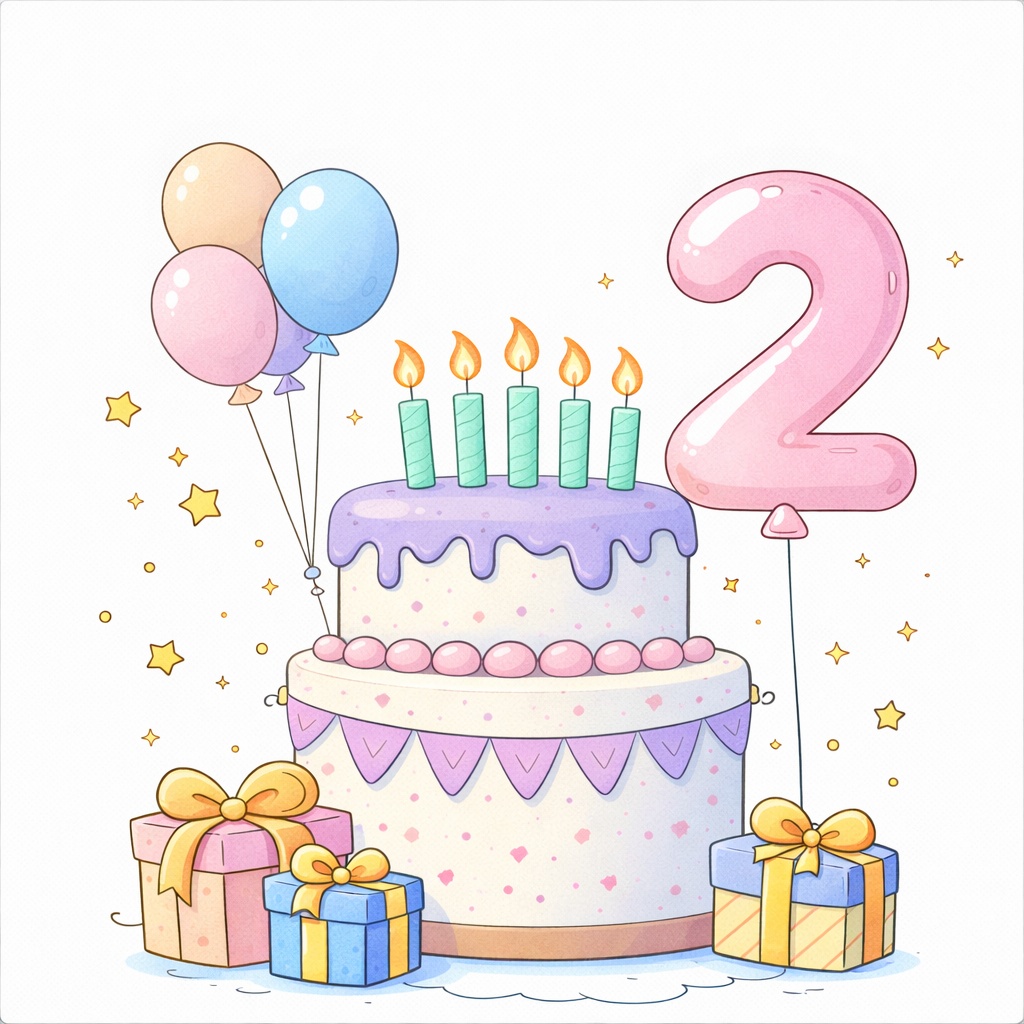 誕生日ケーキ2歳