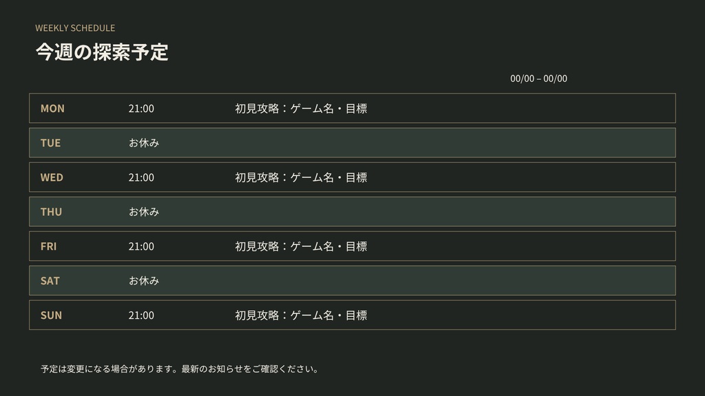 【Canva編集可】朽ちた騎士の野営地 配信スターターセット|初見攻略・画面12枚+透過枠3点