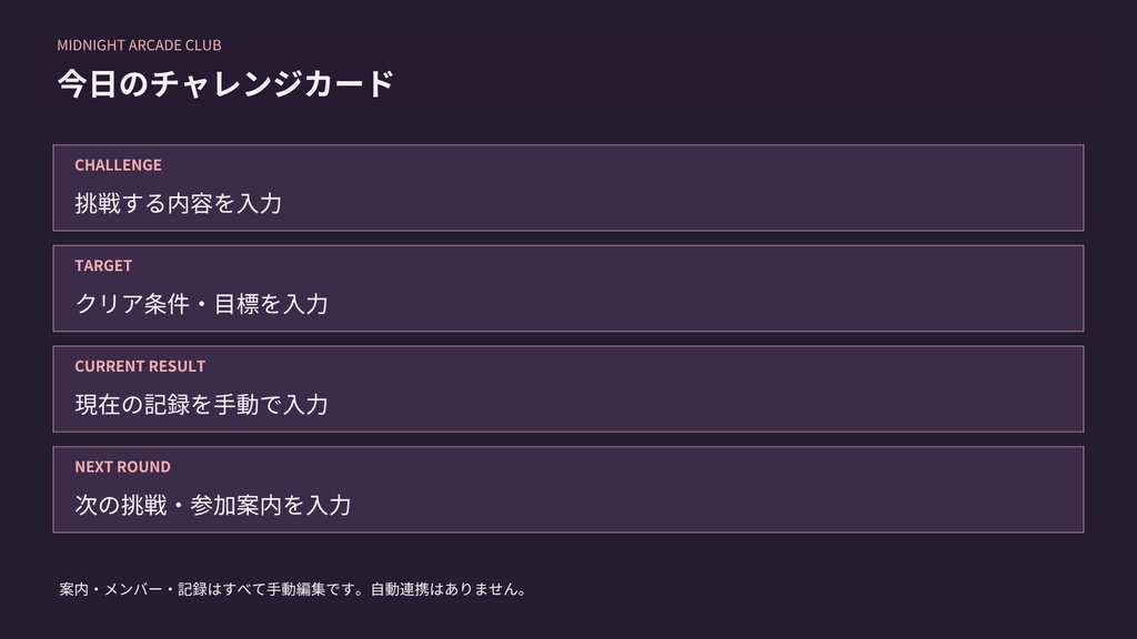 【Canva編集可】ミッドナイト・アーケード 配信スターターセット|画面12枚+透過枠3点