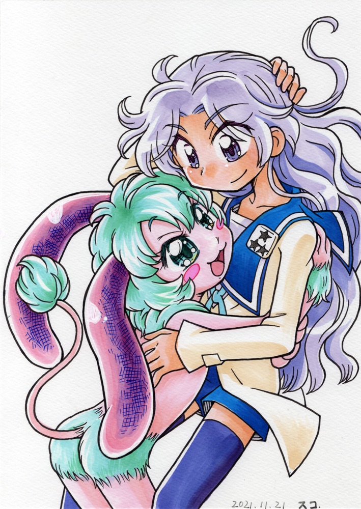 手描きコピック塗りイラスト_その２　アンバーとマルル